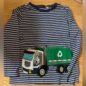 New mini Boden recycling truck striped tee boys size 7-8 perfect condition!